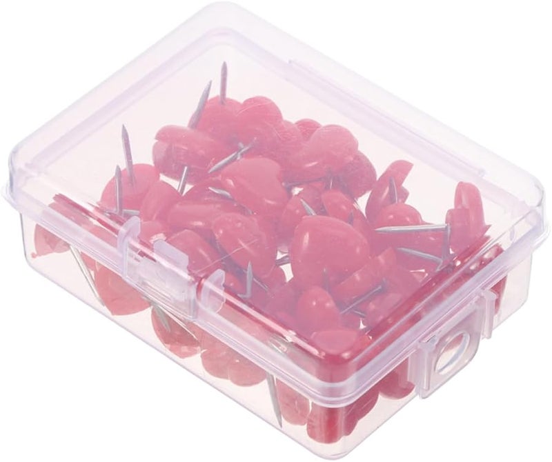 Red Heart Shaped Thumb Tacks 100pcs Decorative Push Pins for Cork Board Office School Supplies - Image 1